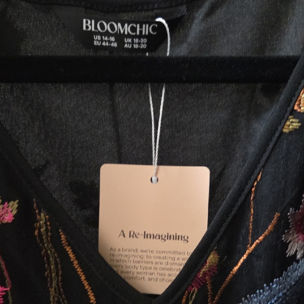 BloomChic Black Dress with Multicolor Floral Embroidery